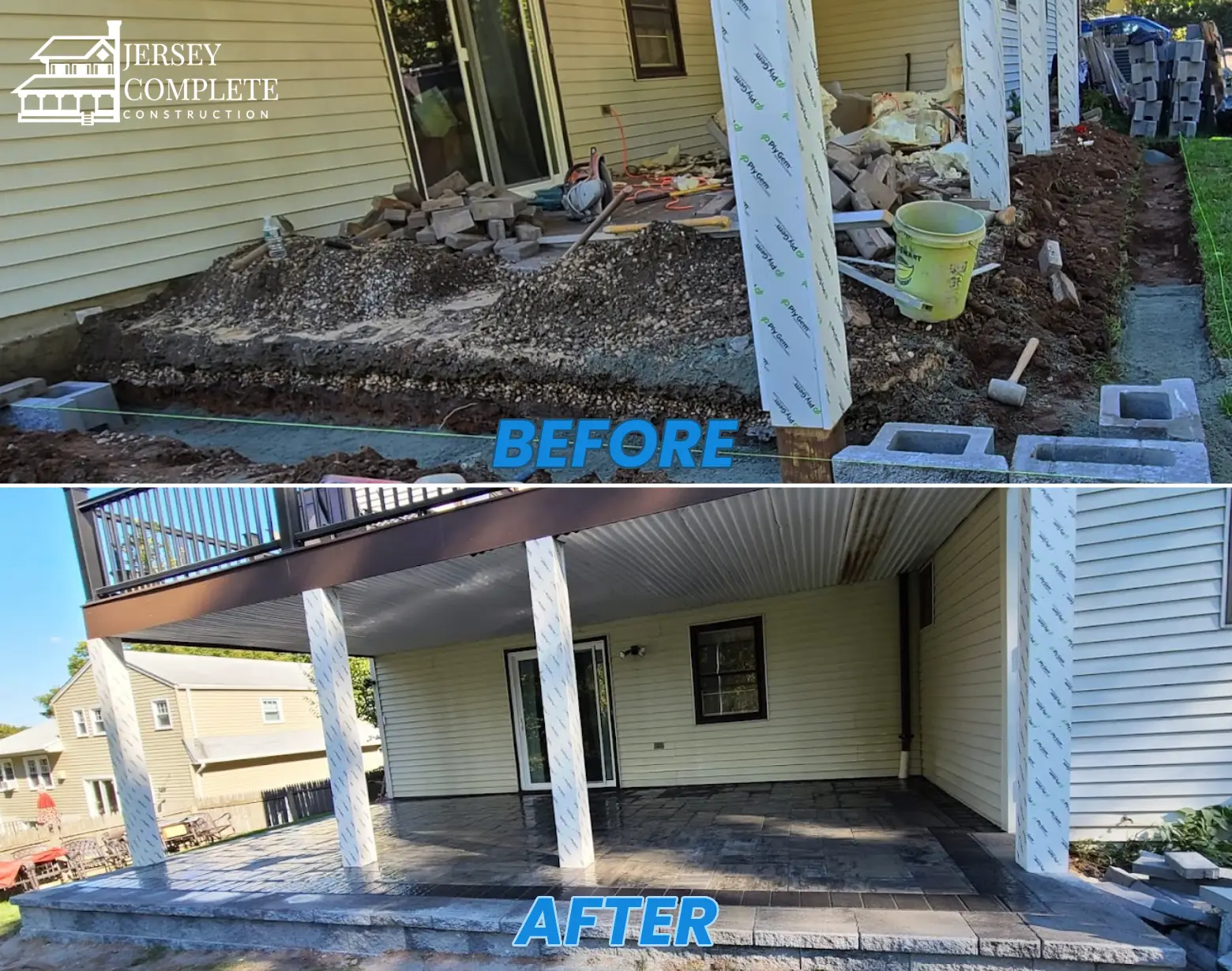 Before and After Transformation in Residential Home Back Porch Construction NJ