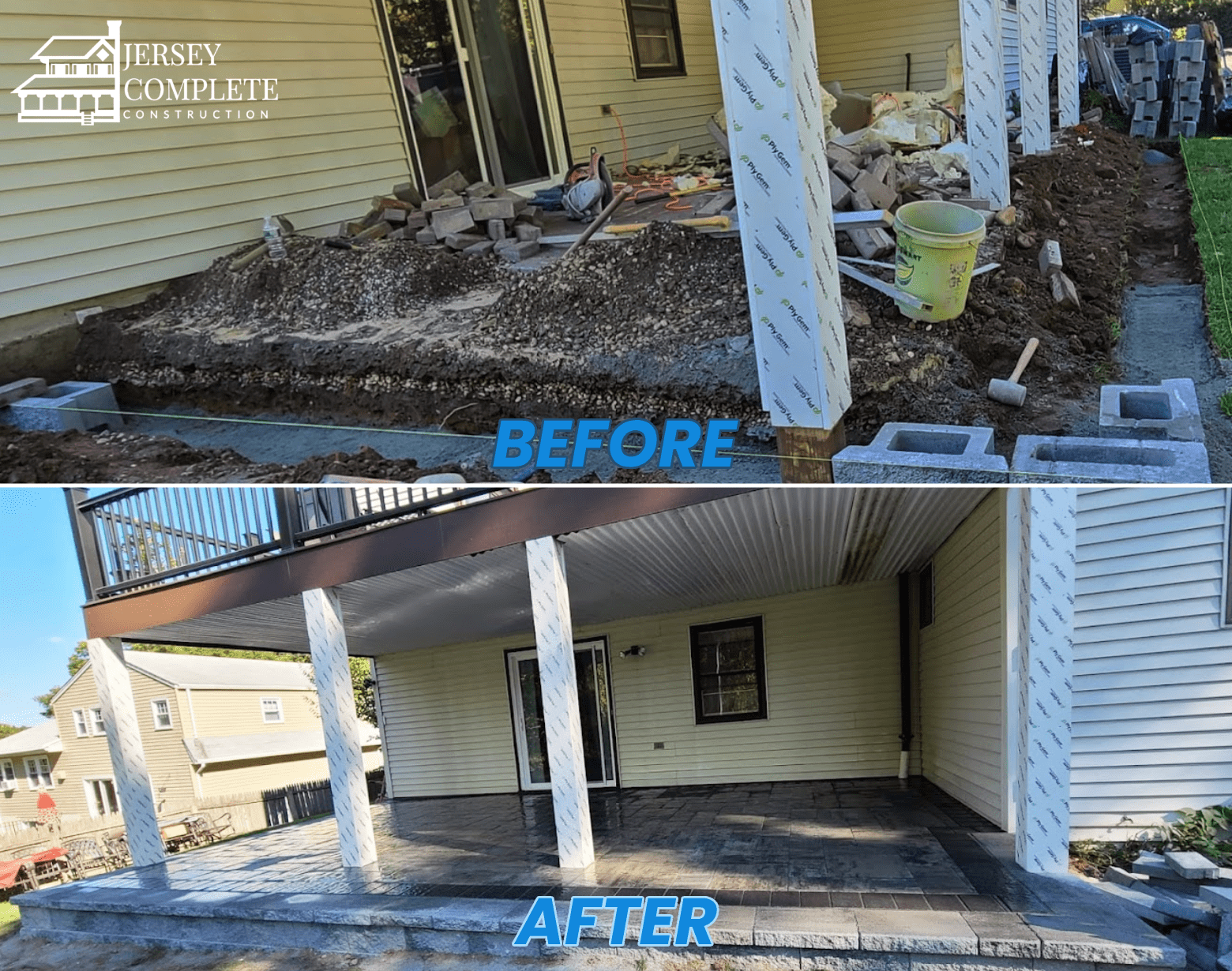Before and After Transformation in Residential Home Back Porch Construction NJ
