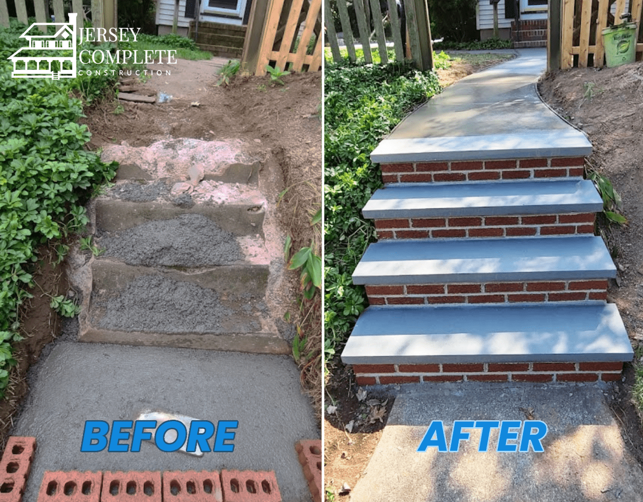 Before and After Transformation in Residential Home Front Steps NJ