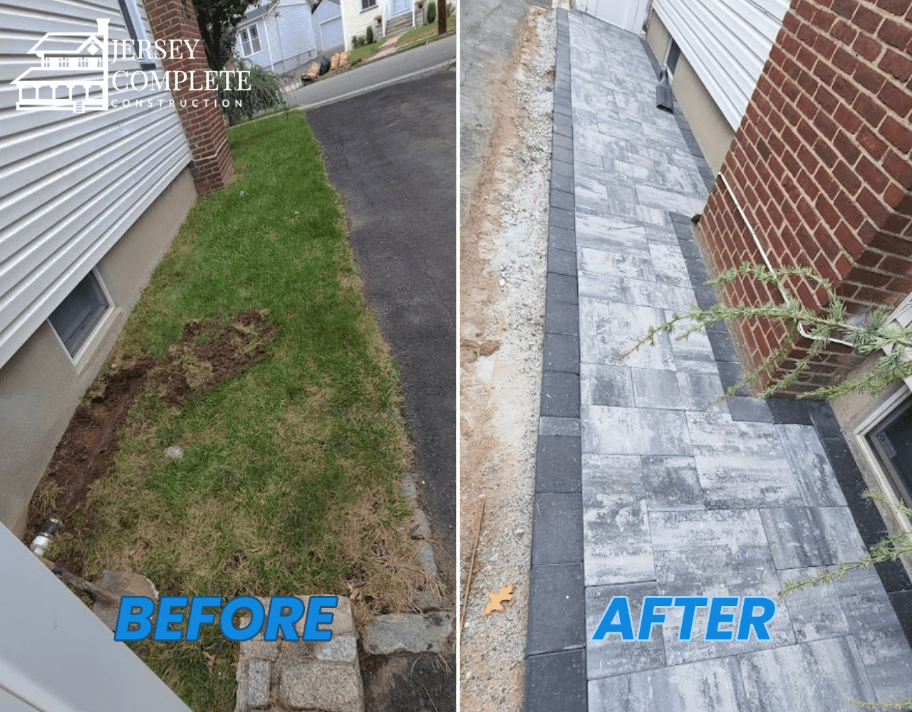Before and After Transformation in Residential Home Paved Walkway Installation NJ