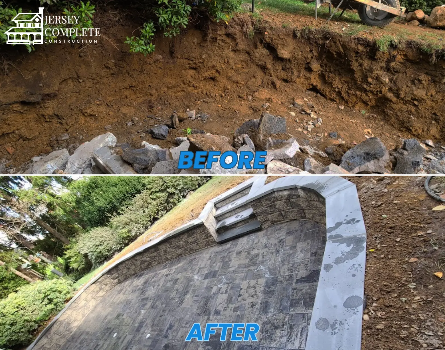 Before and After Transformation in Residential Home Sunken Patio Construction NJ