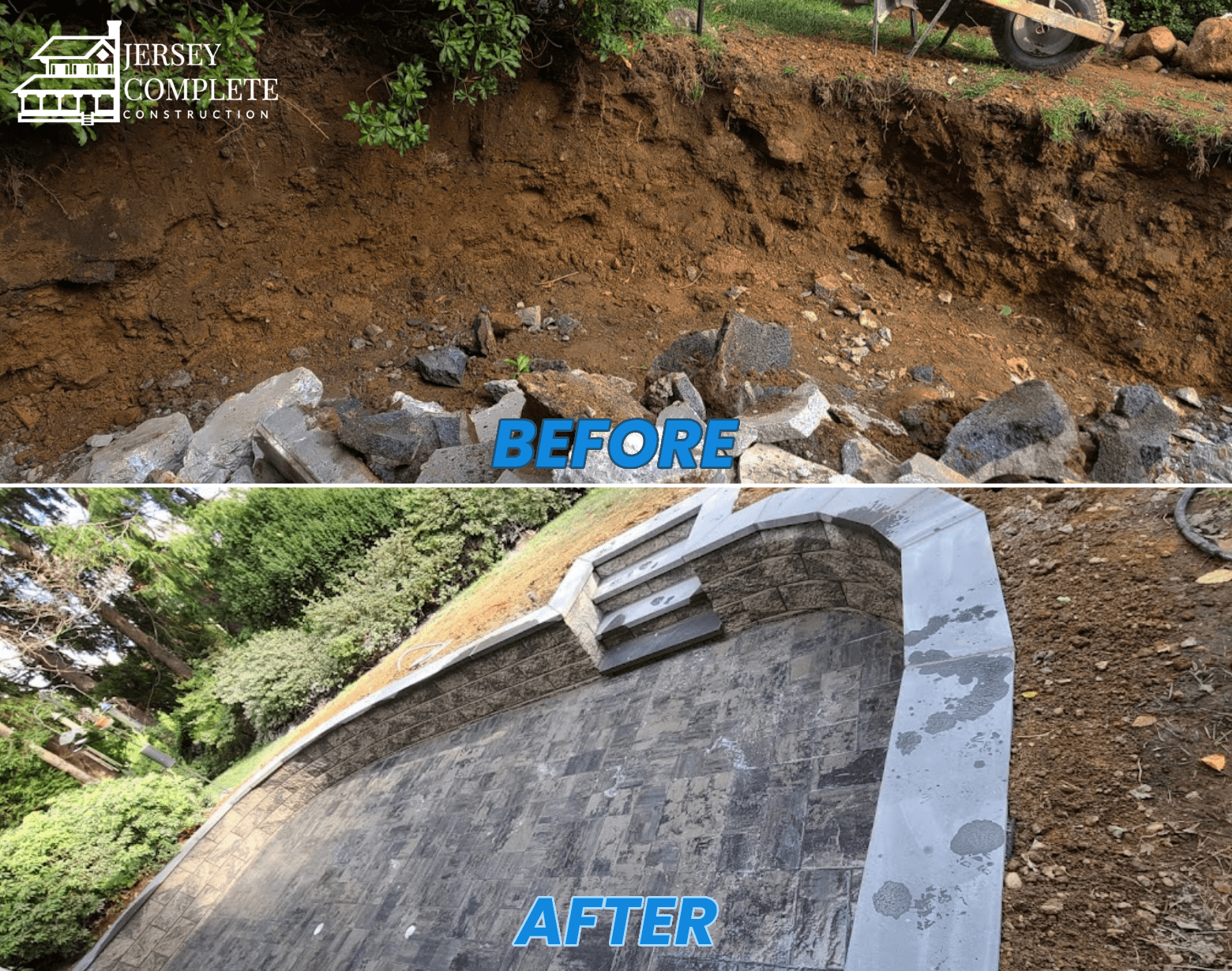 Before and After Transformation in Residential Home Sunken Patio Construction NJ